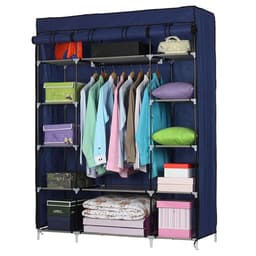 image-5-Layer 12-Compartment Non-woven Fabric Wardrobe Portable Closet Navy (133x46x170cm)