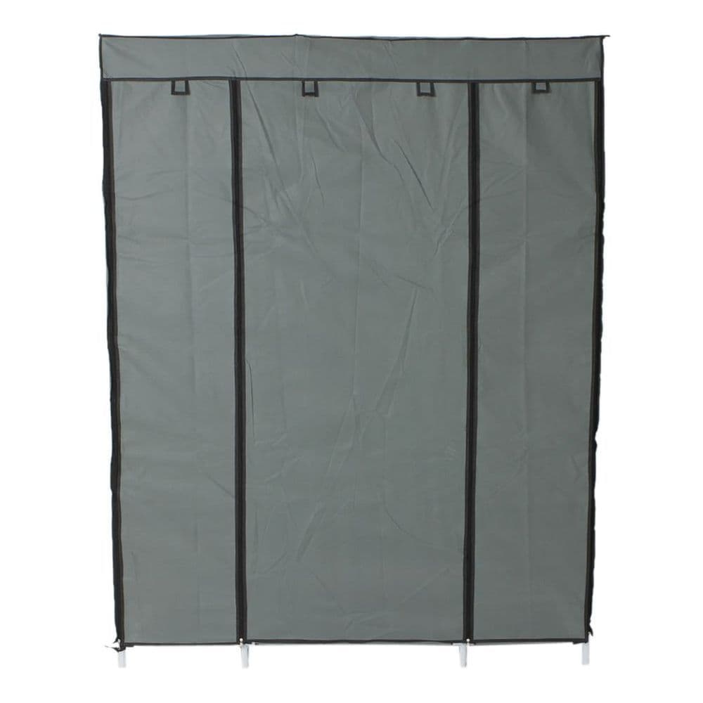 image-5-Layer 12-Compartment Non-woven Fabric Wardrobe Portable Closet Gray (133x46x170cm)