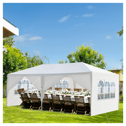 image-10'x20' Outdoor Party Tent with 6 Removable Sidewalls, Waterproof Canopy Patio Wedding Gazebo, White