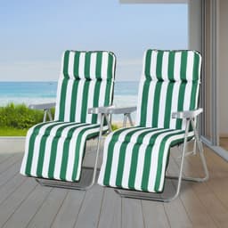 image-2 Outdoor Sun Recliners Loungers Folding Multi Position Relaxers Chair & Cushion