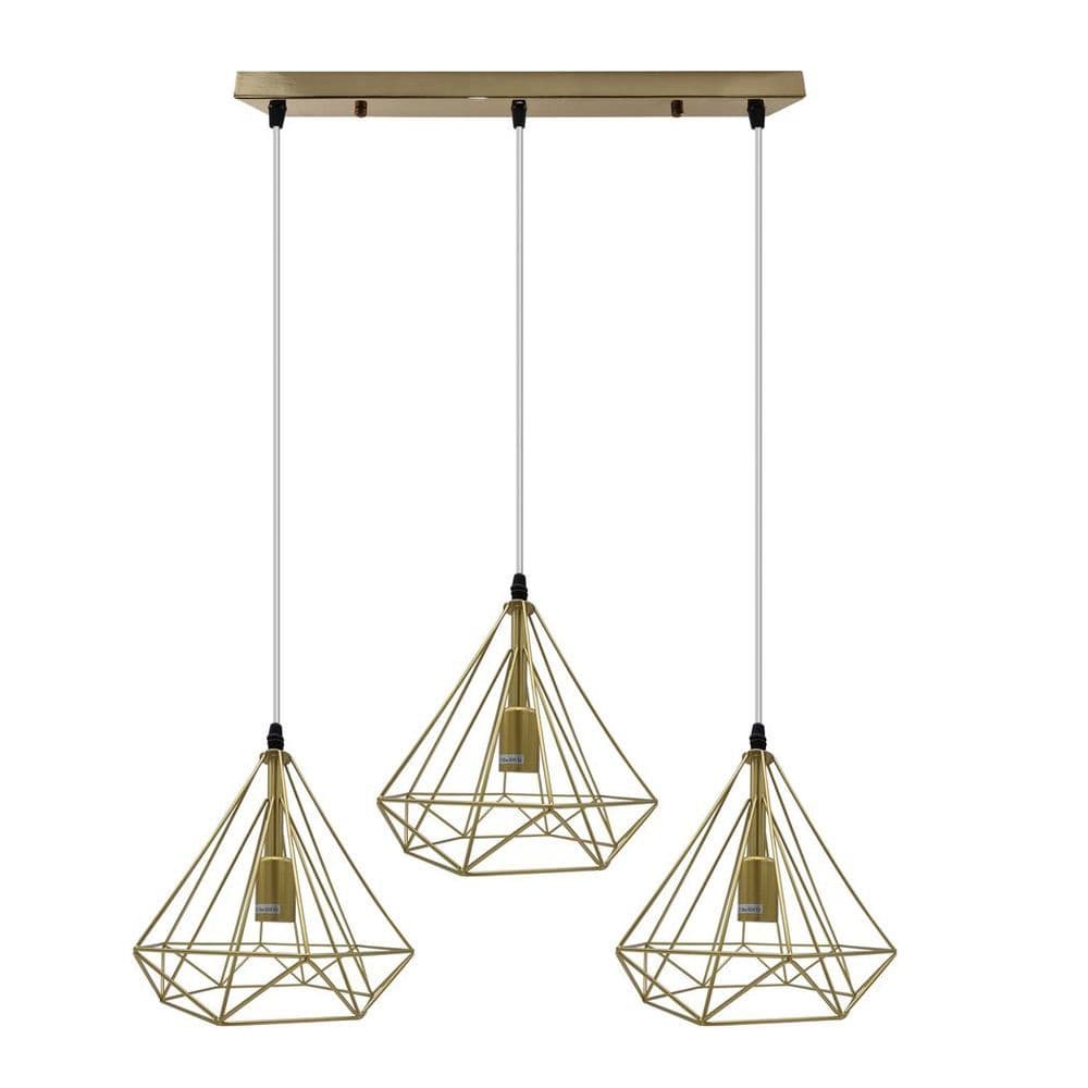 image-Gold Vintage Industrial E27 Ceiling Hanging Light Cage Shade Loft Style Metal Ceiling Pendant Lamp