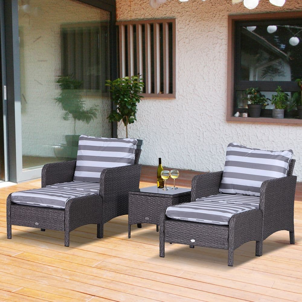 image-5-Piece PE Rattan Outdoor Garden Furniture Set