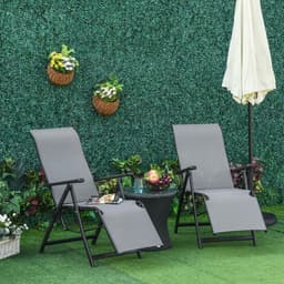 image-2 Sun Lounger Folding Reclining Lounge Chairs 10 Back & Leg Positions