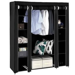 image-69" Portable Clothes Closet Wardrobe Storage Organizer with Non-Woven Fabric Quick and Easy to Assemble Extra Strong and Durable Black