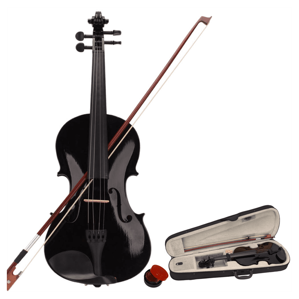 image-New 4/4 Acoustic Violin Case Bow Rosin Black