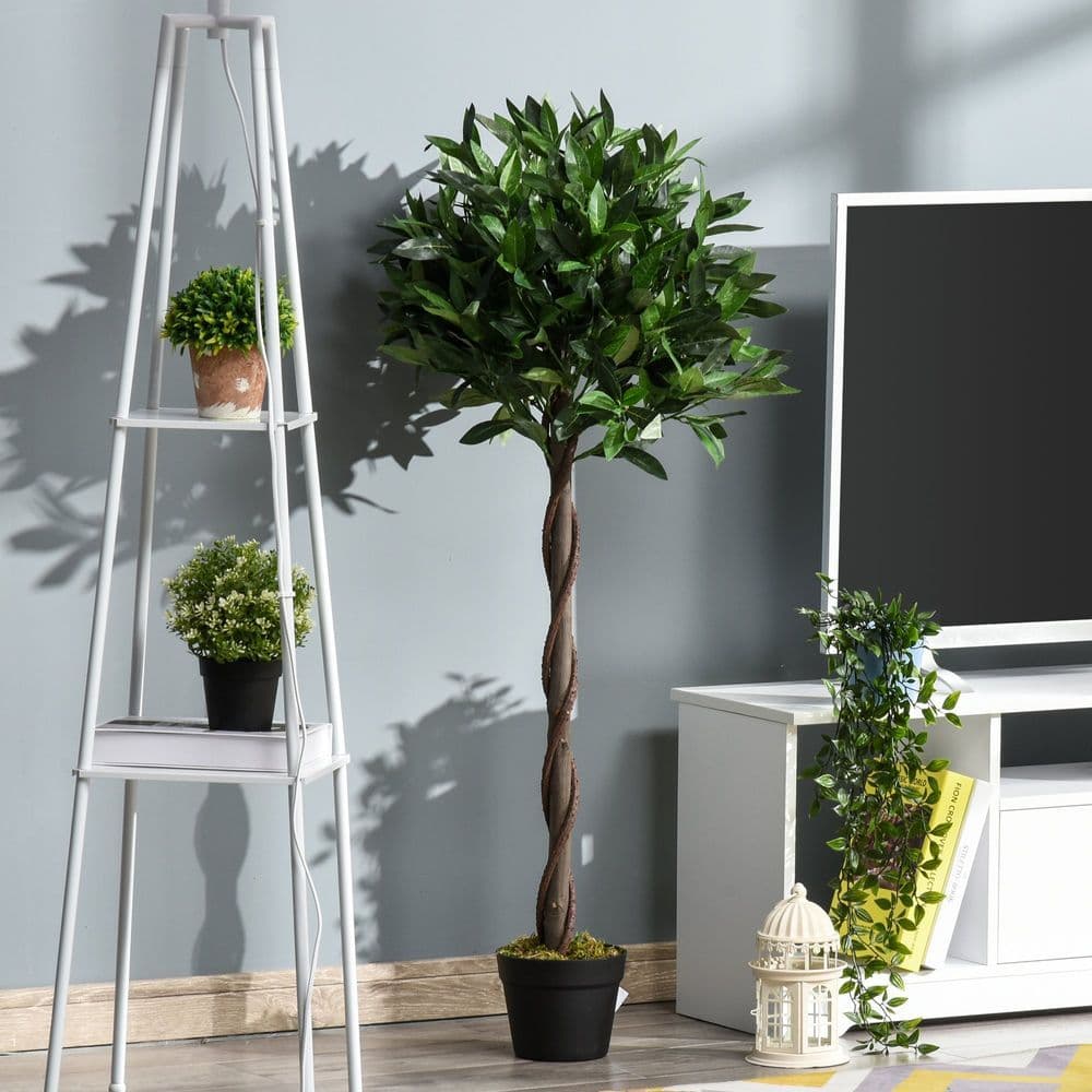 image-2 Artificial Topiary Bay Laurel Ball Trees Nursery Pot for Indoor Outdoor Decor