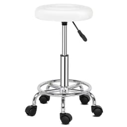 image-Round Stool with Lines Rotation Bar Stool White