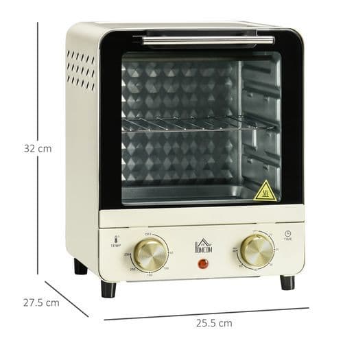 image-HOMCOM Convection Mini Oven Toaster Oven with Baking Tray Wire Rack Crumb Tray