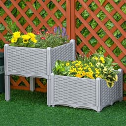 image-PP Set Of 2 Raised Outdoor Garden Planter Box