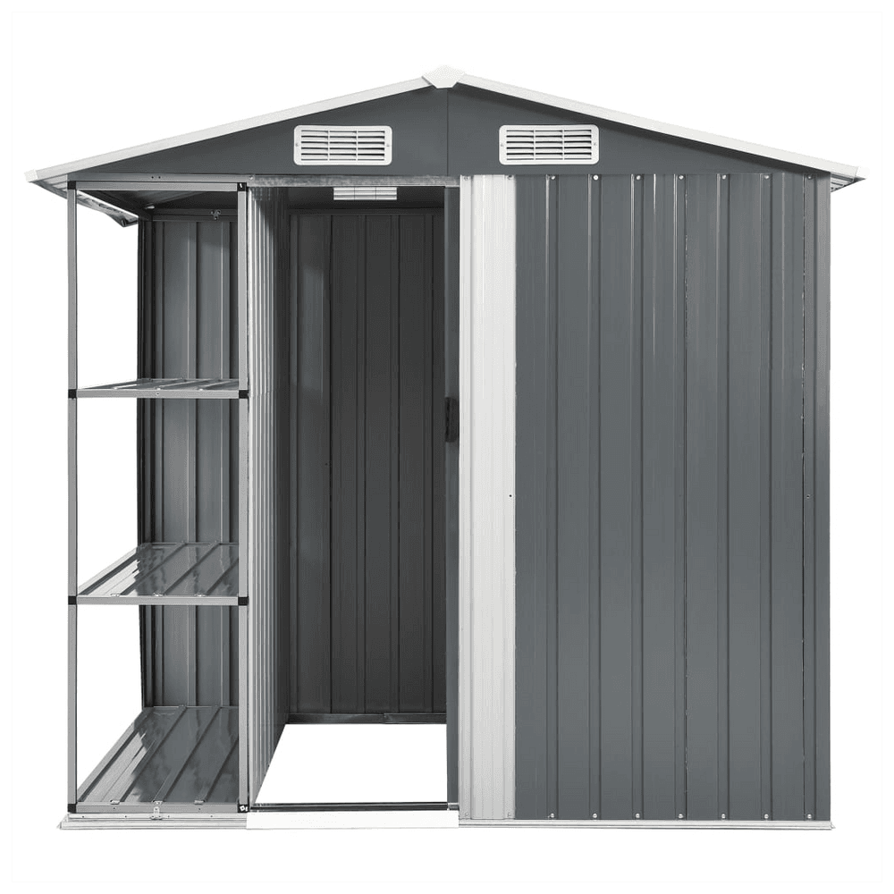 image-Garden Shed with Rack Grey 205x130x183 cm Iron