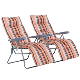 image-2 Outdoor Sun Recliners Loungers Folding Multi Position Relaxers Chair & Cushion