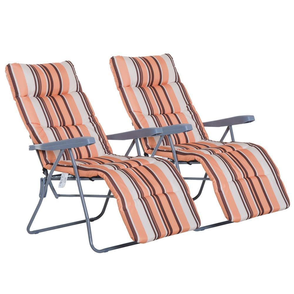 image-2 Outdoor Sun Recliners Loungers Folding Multi Position Relaxers Chair & Cushion