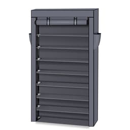 image-10 Tiers Shoe Rack with Dustproof Cover Closet Shoe Storage Cabinet Organizer Gray