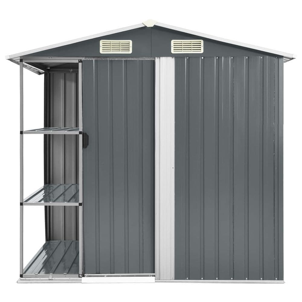 image-Garden Shed with Rack Grey 205x130x183 cm Iron