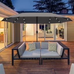 image-Garden Parasol 4.4m Double-Sided Sun Umbrella Patio Sun Shade LED Solar Light