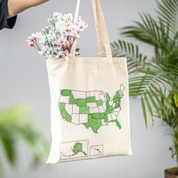 image-100% Cotton USA Map Colour In Tote Bag
