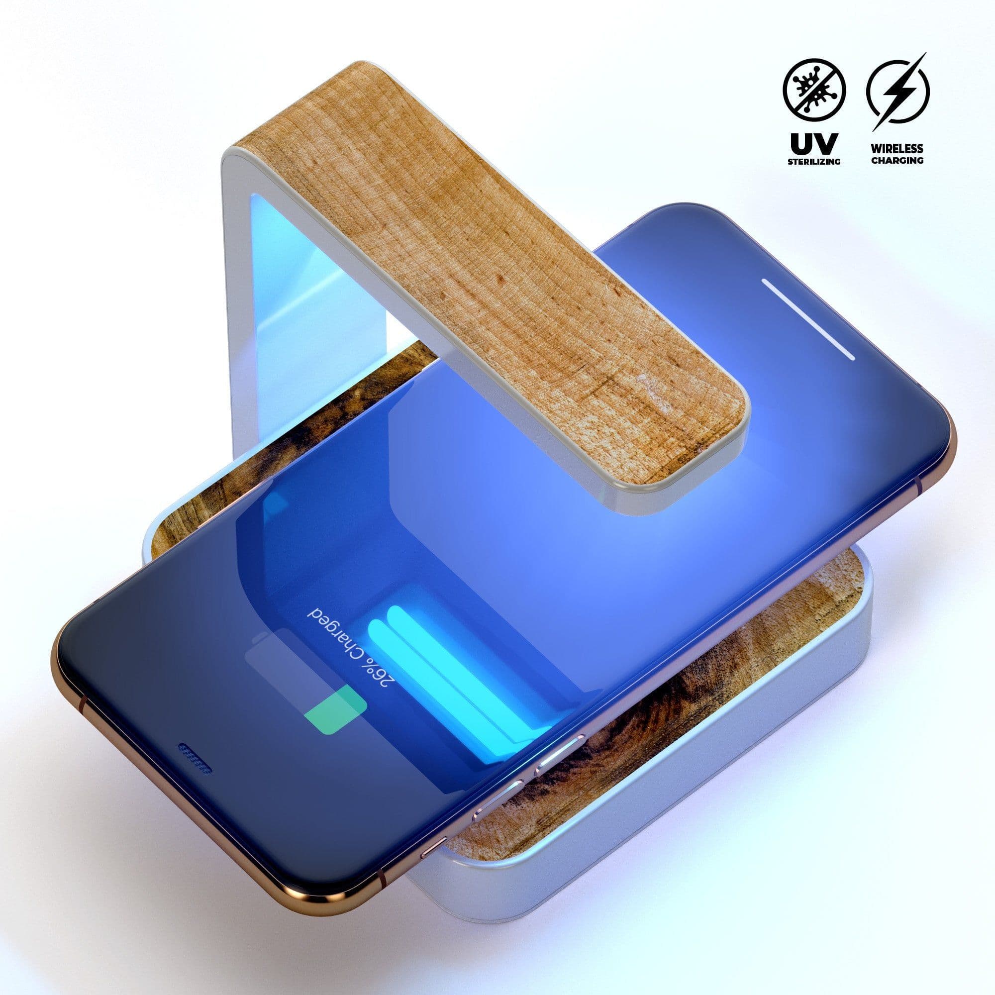 image-Light Knotted Woodgrain UV Germicidal Sanitizing Sterilizing Wireless