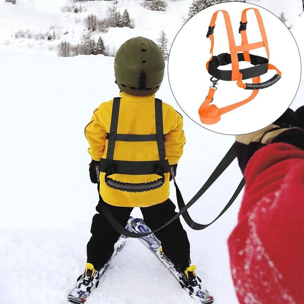 image-Nylon Kids Ski Harness Snowboard Trainer Speed Control With Shoulder Strap Children Ski Harness orange