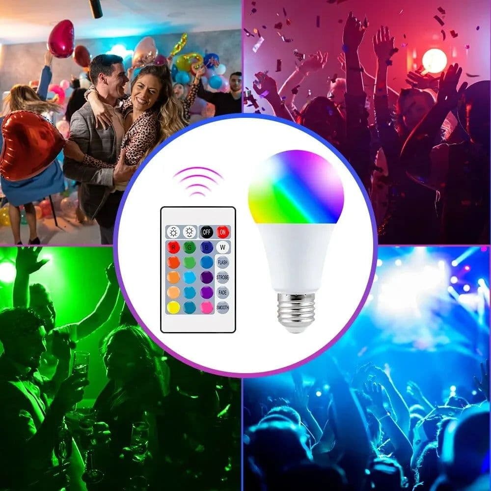 image-16 Colors RGB Bulb LED Multicolor Bulb E27 220V Household Lighting Dimmable 24 Key Remote Control Smart Lamp Atmosphere Light