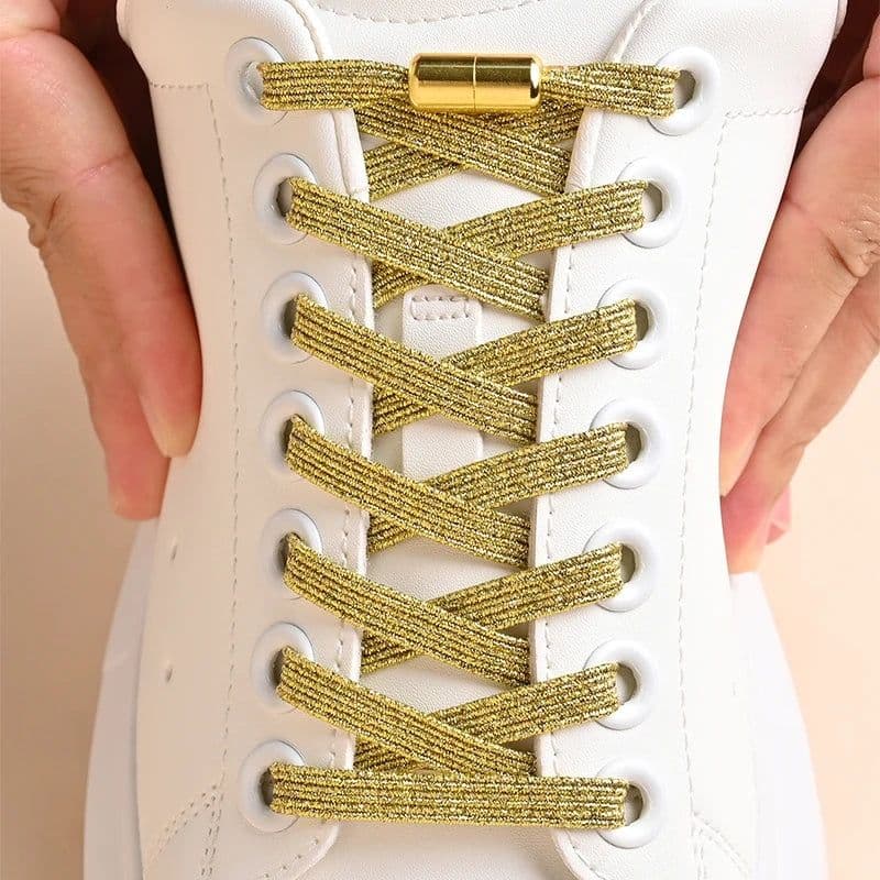 image-1Pair No Tie Shoe Laces Colorful Buckle Shoelaces Pearl Light Colorful Fashion Without Ties Elastic Laces Sneaker Kids Adult
