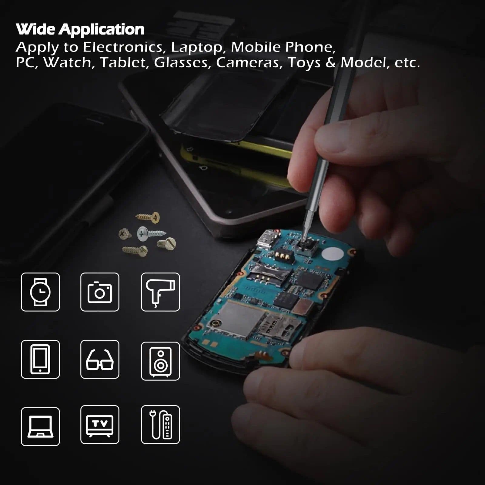 image-Precision Screwdriver Set 25 in 1 Phillips Torx Hexagonal Flat Head Magnetic Screwdriver Head for iPhone PC Watch Camera Glasses