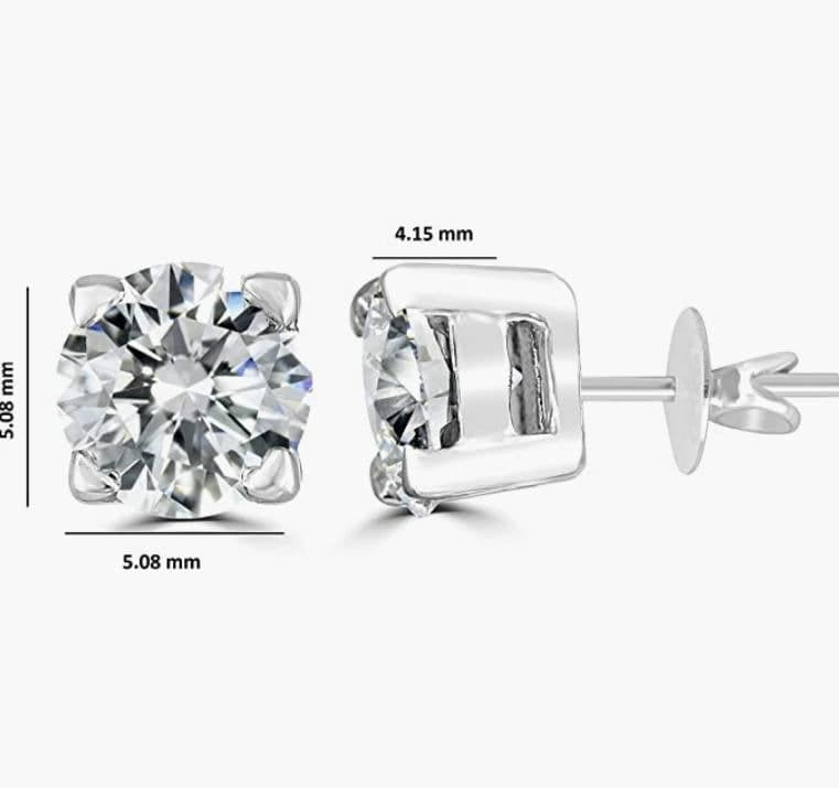 image-Brilliant Round-Cut 5mm 0.79 Carat Moissanite 925 Sterling Silver Earrings for Women