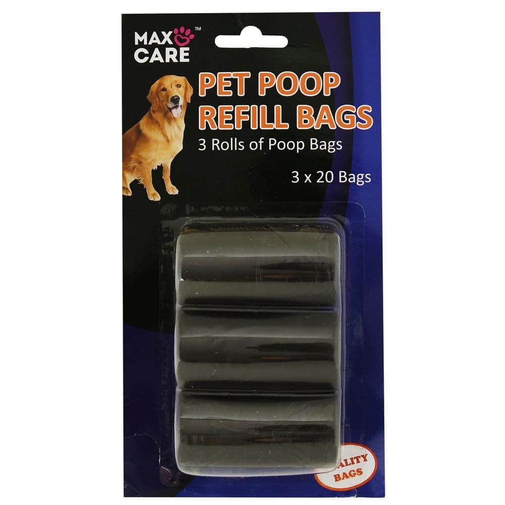 image-Max Care Poop Refill Bag for Dispenser Poop Bags Pet Supplies Puppy Black Pack of 3x20