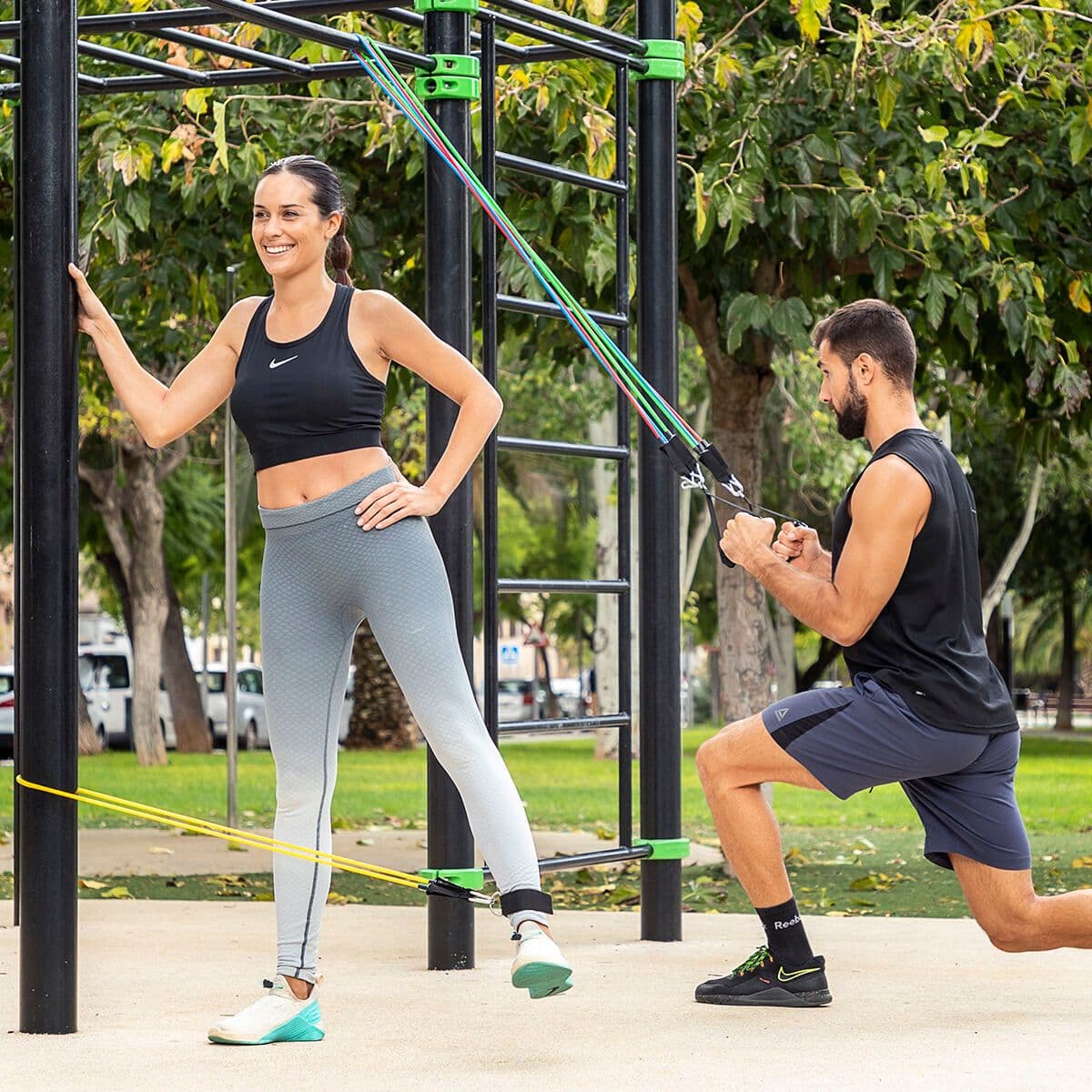 image-Set of Resistance Bands with Accessories and Exercise Guide Rebainer InnovaGoods 5 Units