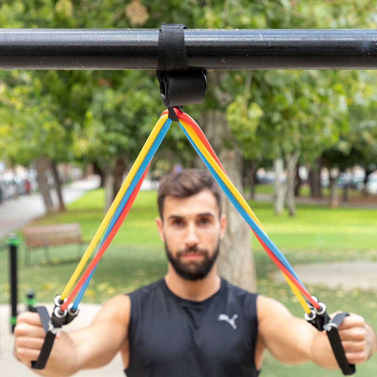 image-Set of Resistance Bands with Accessories and Exercise Guide Rebainer InnovaGoods 5 Units