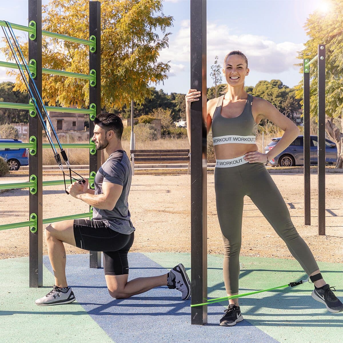 image-Set of Resistance Bands with Accessories and Exercise Guide Tribainer InnovaGoods 3 Units