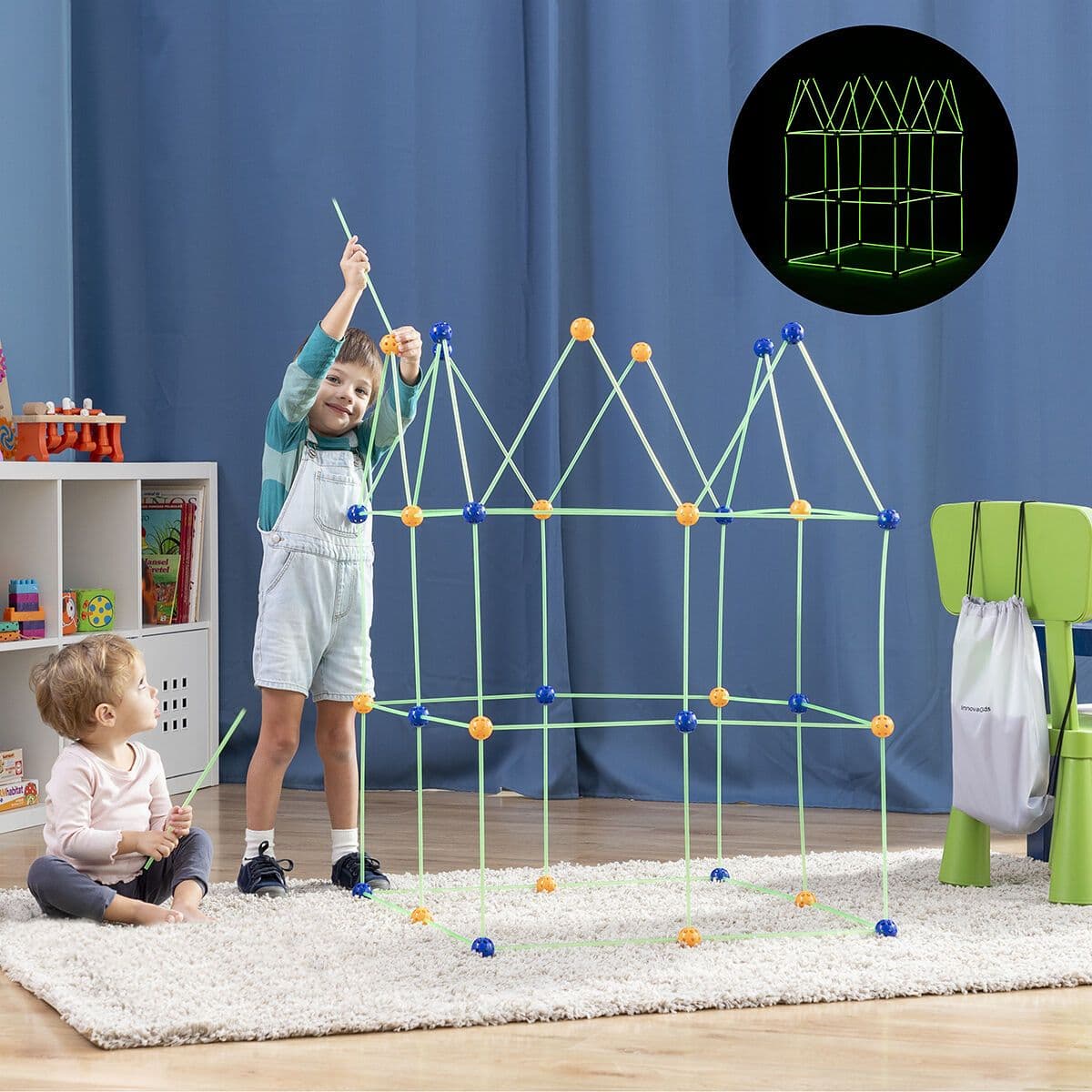 image-Children’s Fort Building Kit Archikitt InnovaGoods 85 Pieces