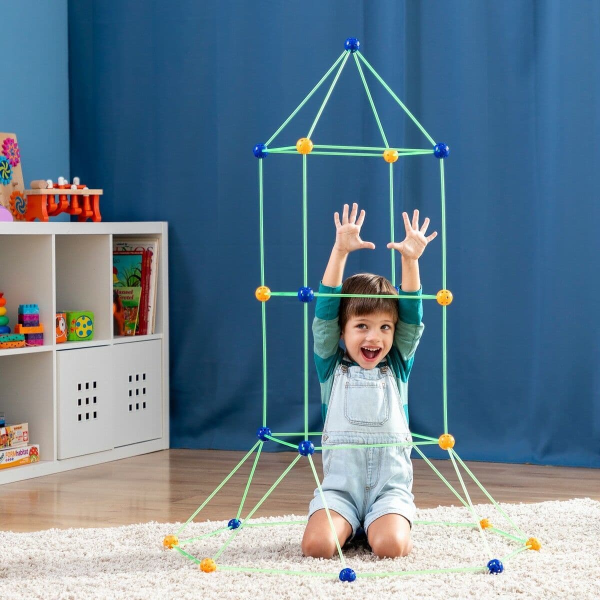 image-Children’s Fort Building Kit Archikitt InnovaGoods 85 Pieces