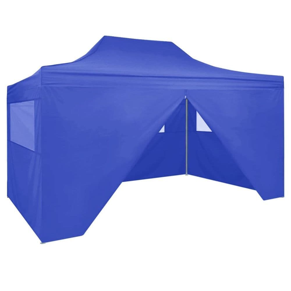 image-Professional Folding Party Tent with 4 Sidewalls 3x4 m Steel Blue