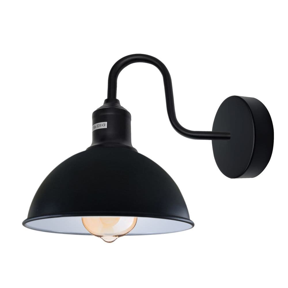 image-Modern Industrial Swan Neck Metal Arm E27 Sconce Wall Light Set Fixture