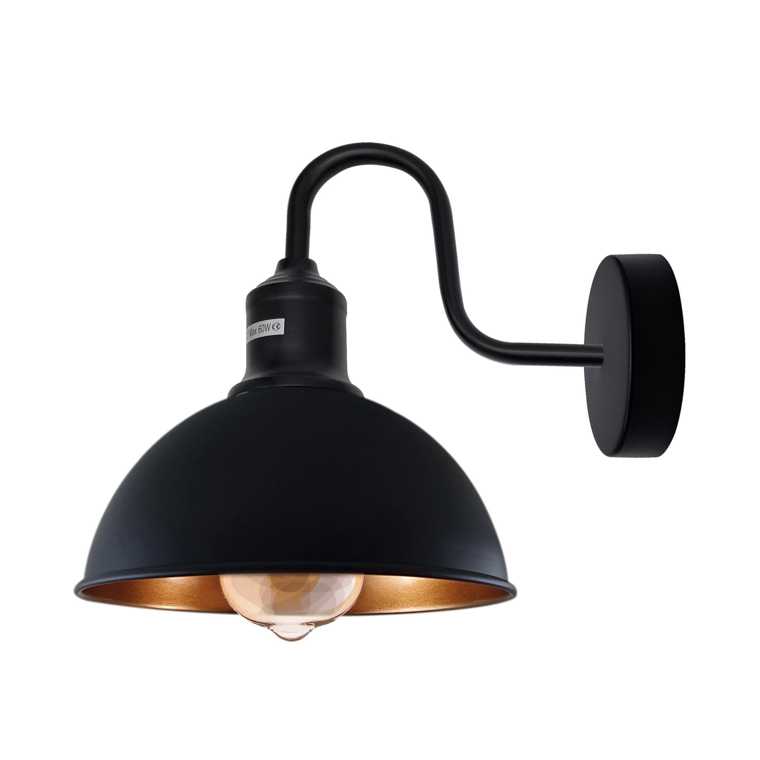 image-Modern Industrial Swan Neck Metal Arm E27 Sconce Wall Light Set Fixture