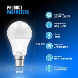 image-18W B22 Screw LED Light GLS bulbs, Energy Saving Edison Cool White 6000K non dimmable lights