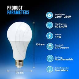 image-10 Pack 15W E27 Screw LED Light GLS bulbs, Energy Saving Edison Cool White 6000K non dimmable lights