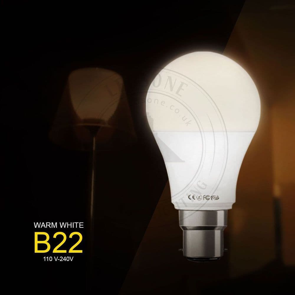 image-B22 15W Energy Saving Warm White LED Light Bulbs A60 B22 Screw-in non dimmable bulbs-pack 2