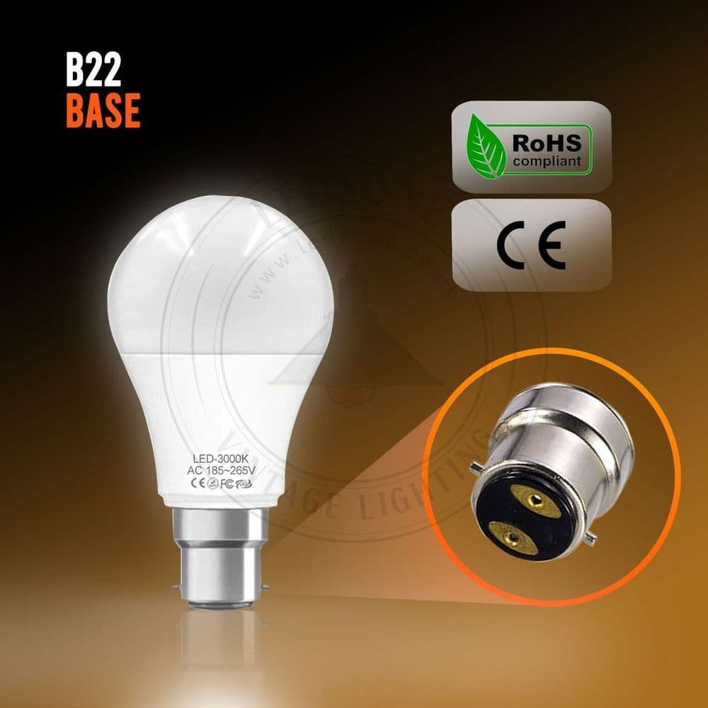 image-B22 15W Energy Saving Warm White LED Light Bulbs A60 B22 Screw-in non dimmable bulbs-pack 2