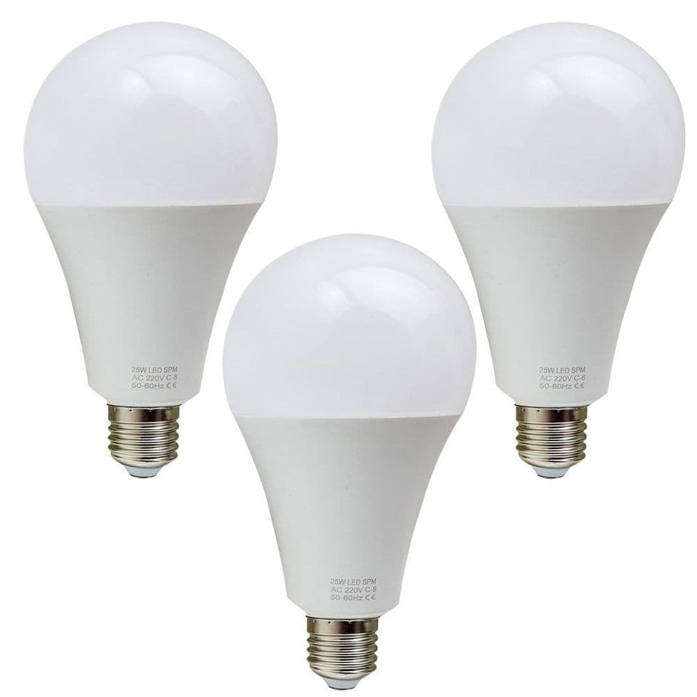 image-E27 25W Energy Saving Warm White LED Light Bulbs A60 E27 Screw-in non dimmable bulbs-pack 3
