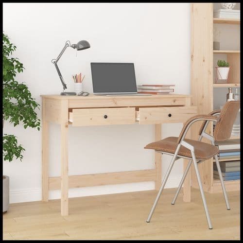 image-vidaXL Desk with Drawers 100x50x78 cm Solid Wood Pine