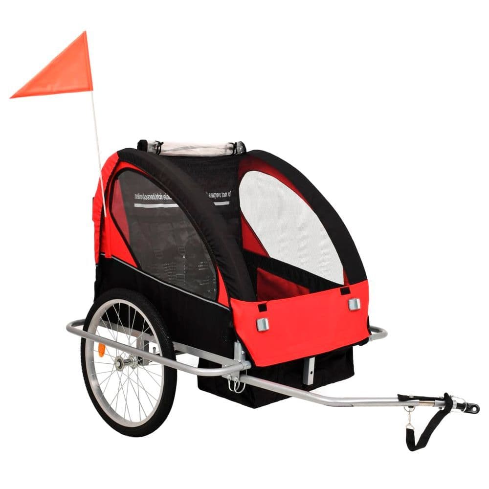 image-vidaXL 2-in-1 Bike Trailer & Stroller Black and Red