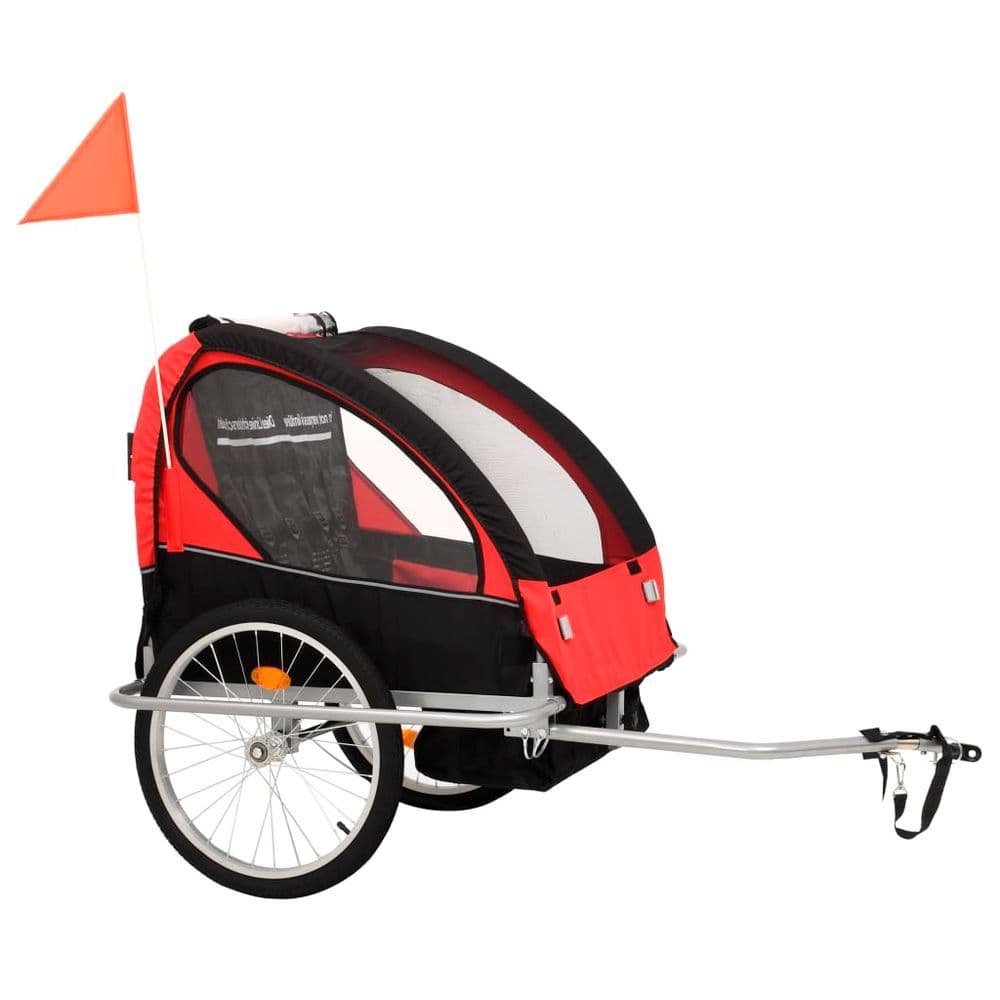image-vidaXL 2-in-1 Bike Trailer & Stroller Black and Red
