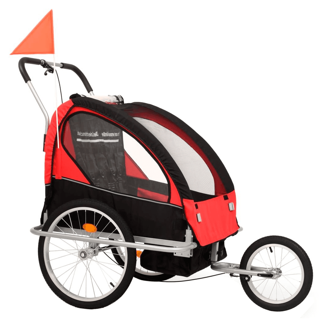 image-vidaXL 2-in-1 Bike Trailer & Stroller Black and Red