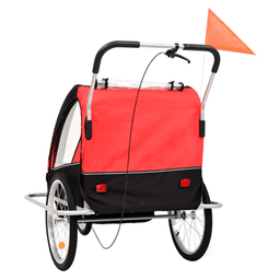 image-vidaXL 2-in-1 Bike Trailer & Stroller Black and Red