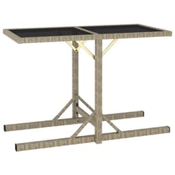 image-Garden Table Black 110x53x72 cm Glass and Poly Rattan
