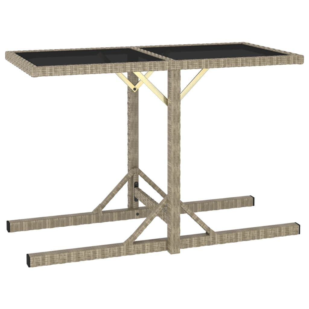 image-Garden Table Black 110x53x72 cm Glass and Poly Rattan
