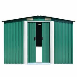 image-Garden Shed 257x298x178 cm to 257x580x181 cm Metal Green