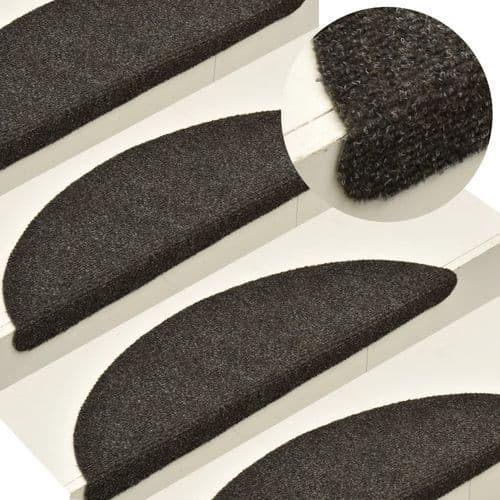 image-vidaXL Self-adhesive Stair Mats 15pcs Dark Brown 56x17x3cm Needle Punch