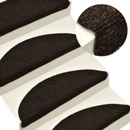 image-vidaXL Self-adhesive Stair Mats 15pcs Dark Brown 56x17x3cm Needle Punch
